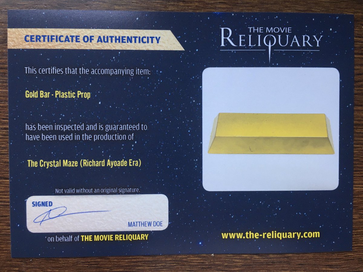PhilNewtonE's tweet photo. Received another genuine #crystalmaze item today, to add to the @maze_blog prop collection. A lovely gold bar as seen in the #medievalzone ‘s word chain game. https://t.co/YYsubZO1Xy