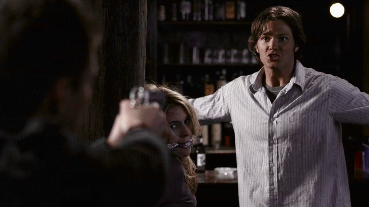 “Dean. Kill me, or I'm going to kill her. Please. You'd be doing me a favor! Shoot me. Shoot me!”“No, Sammy, come on.”“What the hell's wrong with you, Dean?”