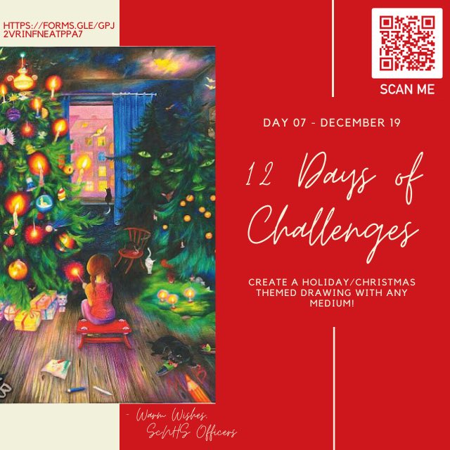 Day 7 of 12 Days Challenges: 
Create a holiday/Christmas themed drawing then submit it to the QR code🎨🖌