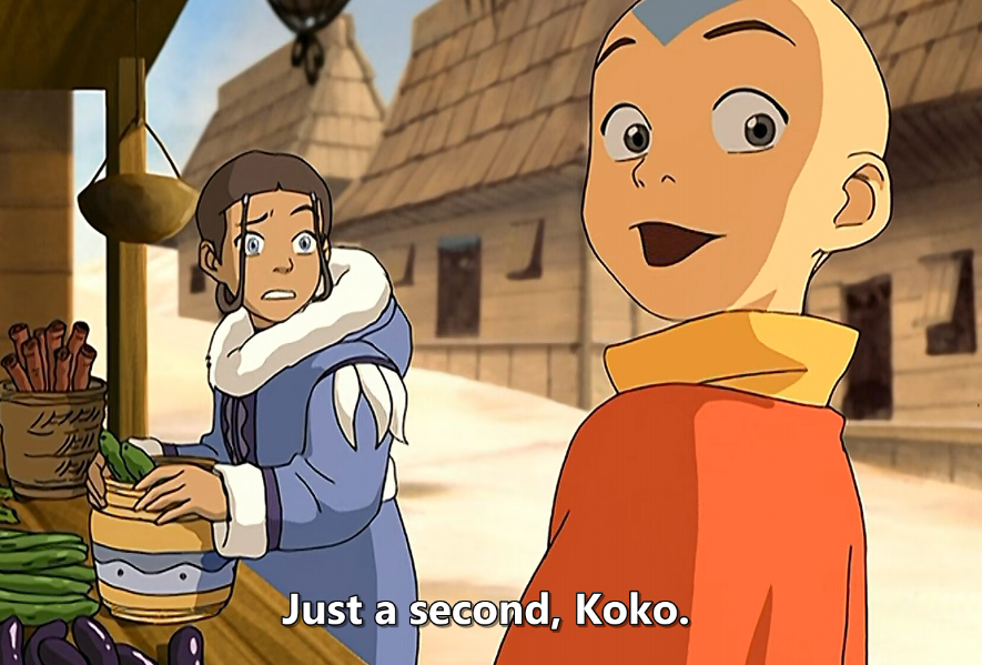 Avatar Extras say this little girl Koko is named after Kyoshi's daughter, who governed the island after she diedCoincidentally, it's also the name of my cat, though my cat is named after the Mongol princess Kokochin instead