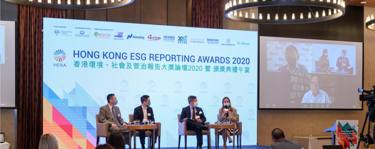 NLSFuture's tweet photo. Delighted to participate as a judge &amp; panel member for the 8 Dec "Hong Kong ESG Reporting Awards (HERA) Forum 2020 organised by Alaya Consulting Limited. Discussing this year's #ESG reports &amp; future-proofing via reporting and target-setting was interesting &amp; insightful. https://t.co/3eIROoHpZ2