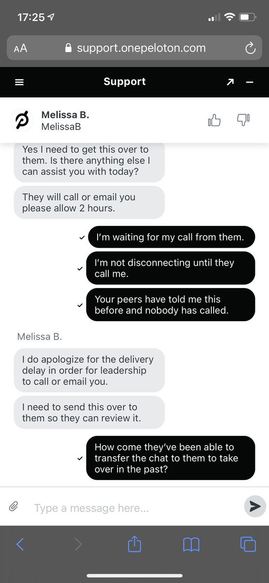 dantyk's tweet photo. Same over and over again...even have the proof that “leadership” would call within 2 hours...not call. @onepeloton is nothing but crooked and lies...then when caught in a lie they acknowledge and tell another lie... https://t.co/Zagcl9jDmd