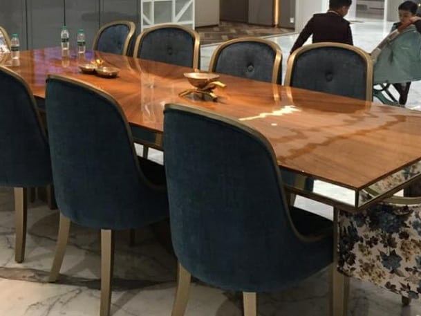 InteriorJill's tweet photo. Loose furniture in the dining room or living room plays a very important part in shaping the overall design of the space. 
Jill Interior Work 
A Turnkey Solution Company 
@chiragbhardwaj76 #diningroom #diningtable #loosefurniture #solidwood #btc #chair #sofa #diningtop #trending https://t.co/3Vhm3jdEix