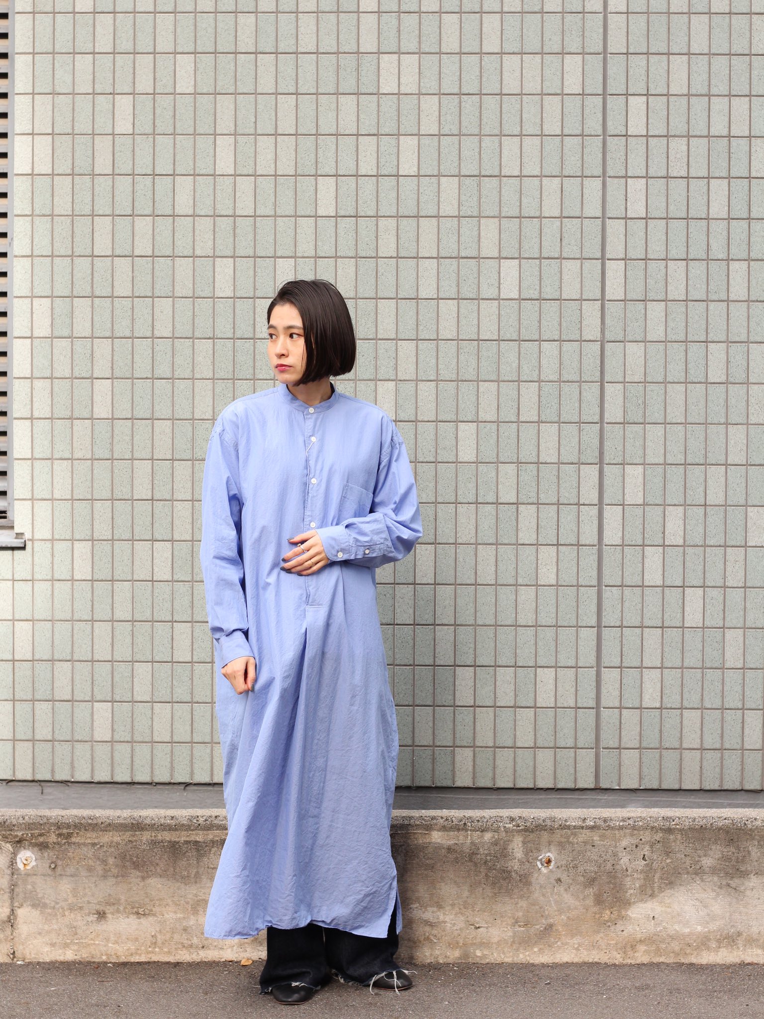 グレイ系 Free Size有名ブランド 17春夏 Comoli ドット コットンシルクシャツワンピース コモリ ひざ丈ワンピース ワンピースグレイ系free Size 14 058 Laeknavaktin Is