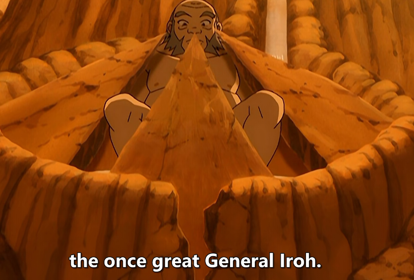 I continue to be amazed at how Iroh is technically a villain and a former general who is definitely not innocent but he's so likeable that you feel anxiety @ him being captured(I wonder if he would've continued the war if his son hadn't died and he had become Fire Lord?)