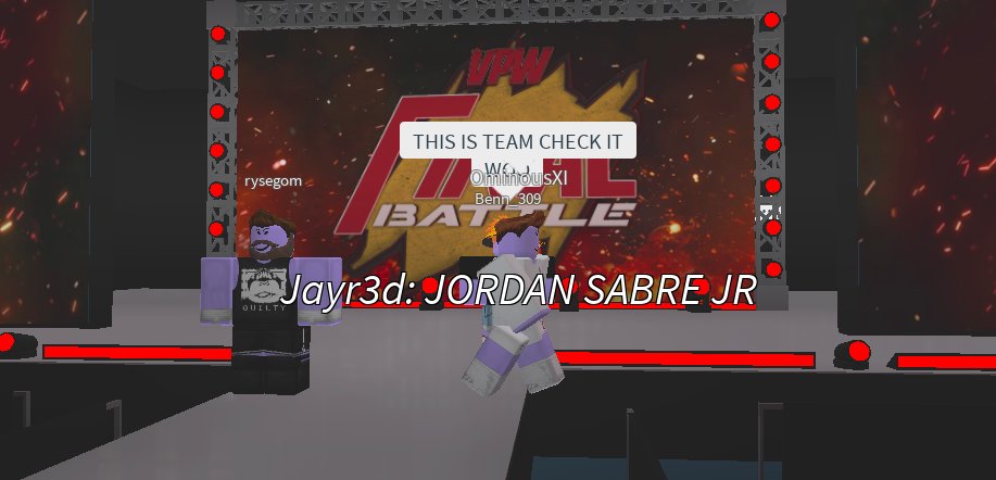 VPWRBLX's tweet photo. The team of @ominteen and @aFilms4 take on @ericccyg in a HANDICAP GRUDGE MATCH!

In a losing effort, @ericccyg is unsuccessful in this match-up

#JordanSabreJr and #AlexSteen finally have their JOBS BACK!

#VPWFinalBattle https://t.co/pREdkHzOpC