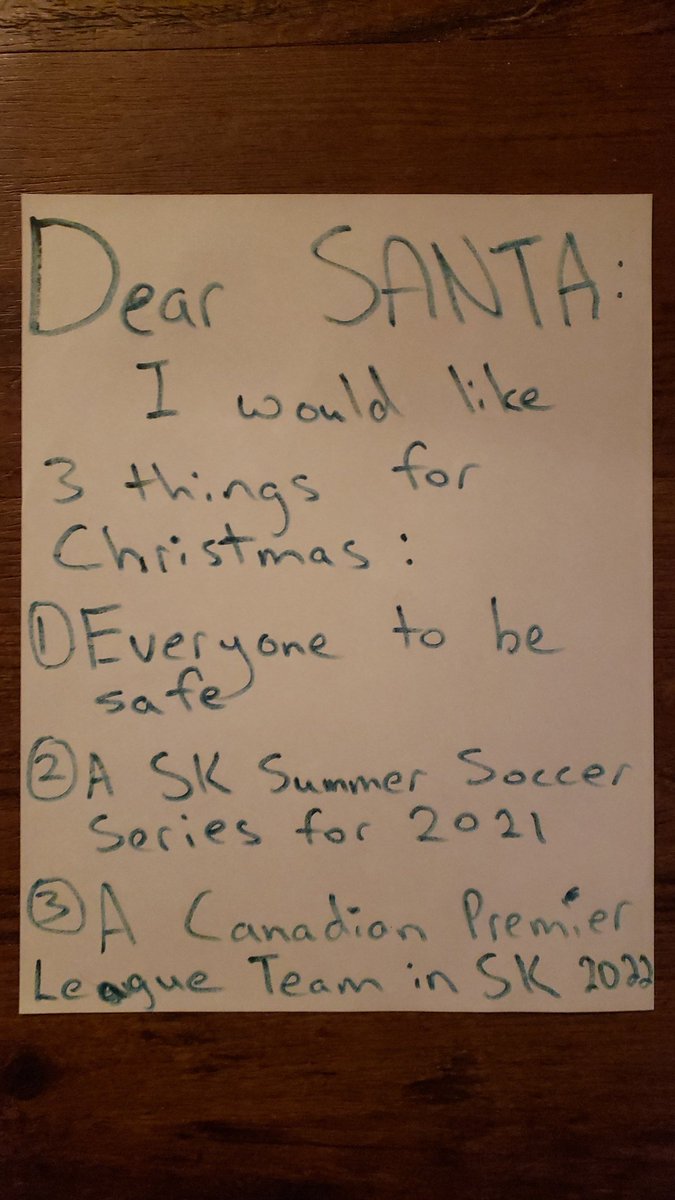 I hope you guys got your letters in to Santa! Whats on your list? @CPLWoodenSpoon @Neugsie @MattGourlie @TheWheatpoolSK @GreenZoneSK @FrTheBlackHole @CPLsoccer @cbcsports @bridgecityfirm @RodPedersenShow @POB_SG #letterstosanta #christmas #wereinthistogether #sk2cpl  #yxe