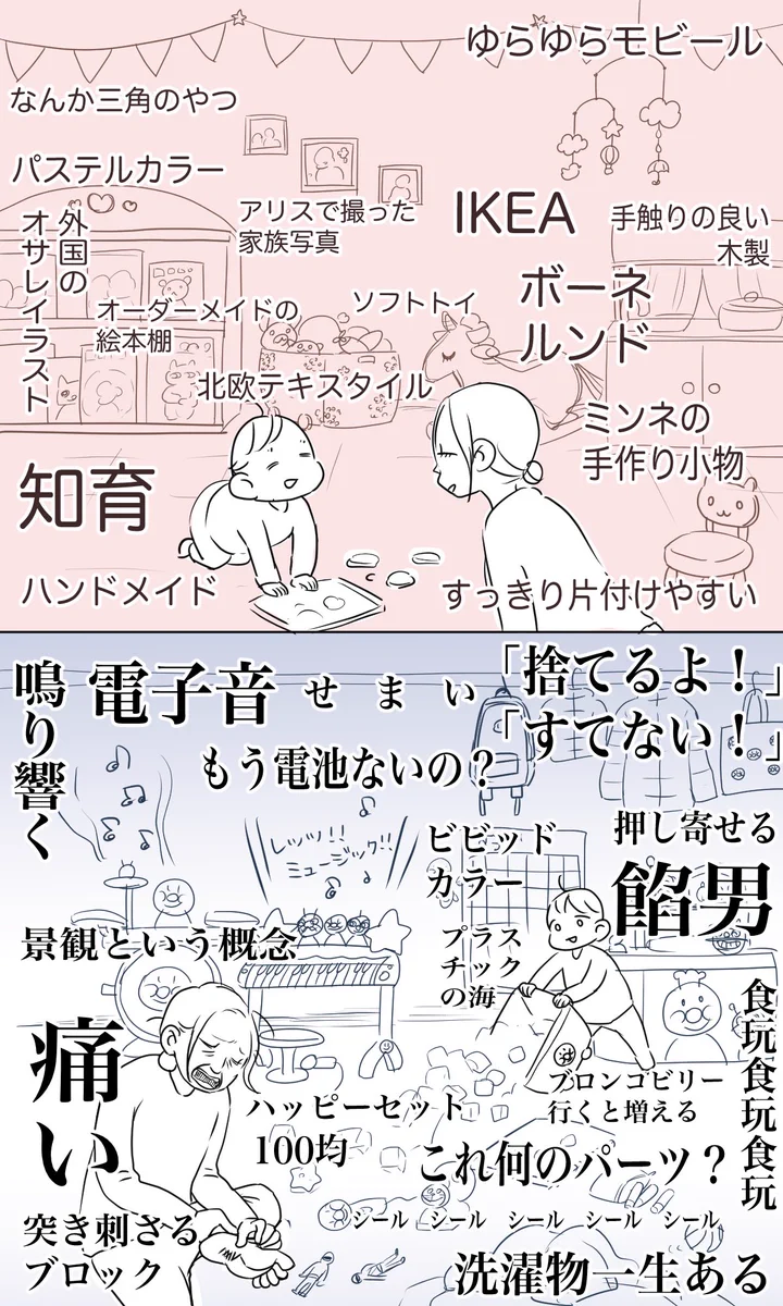 現実は残酷･･･！「子供部屋」の理想と現実を比較した、一枚のイラストが話題に！