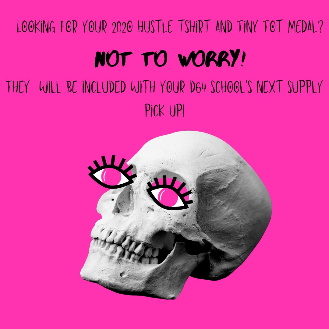 Check in your next supply pick up at your child's school - your 2020 D64 ELF Halloween Hustle T-shirt (if you ordered one) and any Tiny Tot Medals will be included!