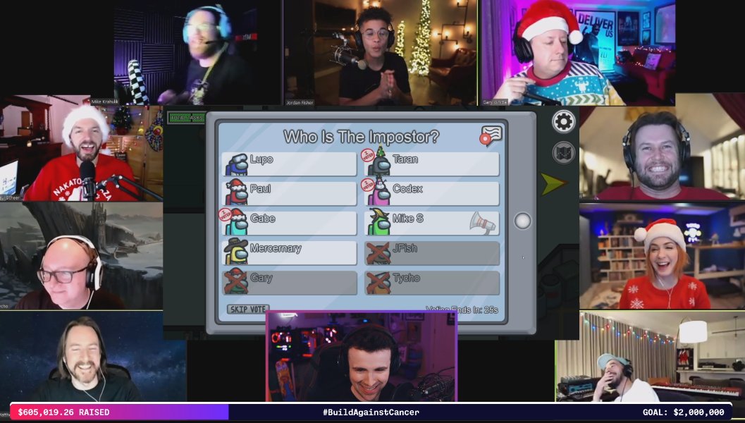 StJudePLAYLIVE's tweet image. #BuildAgainstCancer has hit $600k raised for the kids of @stjude! Watch @drlupo @feliciaday @matthewmercer @garywhitta @TychoBrahe @cwgabriel @paulscheer @TaranKillam @mikeshinoda @jordanfisher in @AmongUsGame. 
Watch: twitch.tv/DrLupo
Donate: donate.tiltify.com/@drlupo/builda…