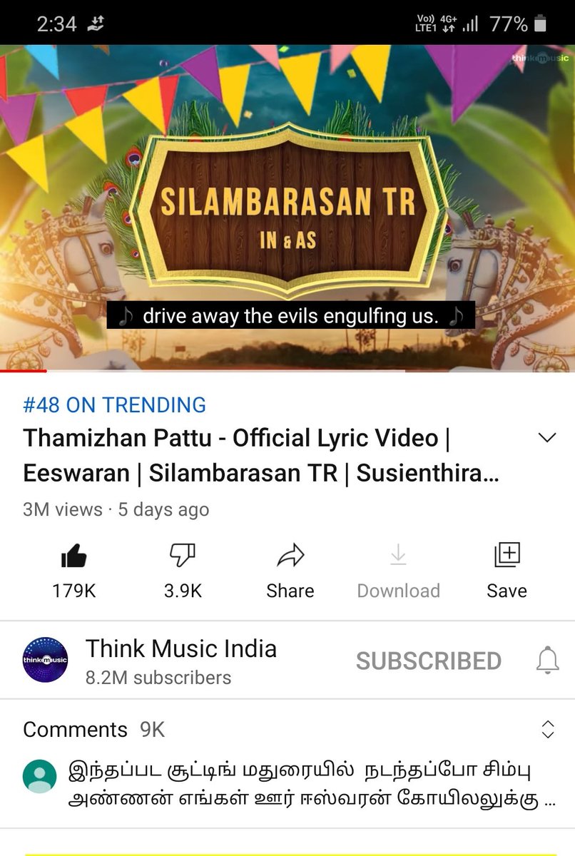 beakindheart's tweet photo. #Eeswaran #Eeswaranfirstsingle
#TAMIZHANPATTU Hitted 3Millon Views With 179 K Likes
#SilambarsanTR #SilambarsanTR
#Eeswaran @SimbuTalkies @SimbuTimes @Simbu_trends @SimbuLive @Actor_SimbuFC @SimbuFansTrends @Simbu_Network @SimbuSebas @Team_VSTP @STR_360 @STRFans @Actor_SimbuFC https://t.co/myHCt6QG0r