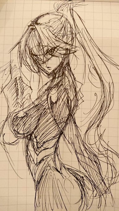 いい加減何かスケベ本作らないと死ぬわって感じで出先でグリグリお絵描きですわ 