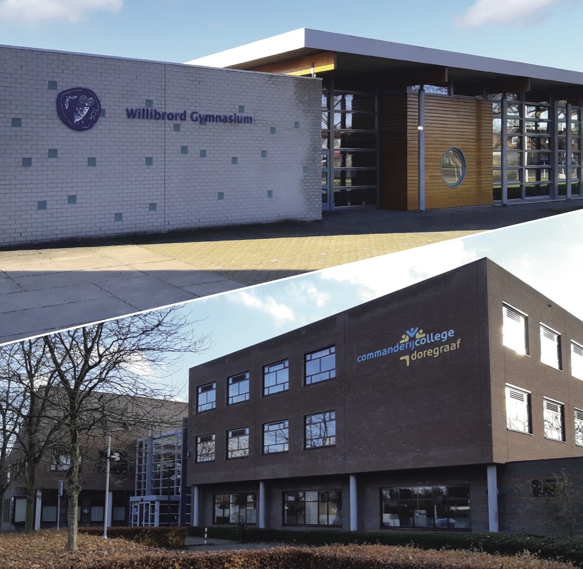Bestuurlijke fusie Willibrord en Commanderij College. Ze gaan verder als Onderwijsstichting De Peel per 1 jan, met behoud eigen identiteit, schoolnamen en locaties. Geen directe gevolgen leerlingen, wel breed onderwijsaanbod en samenwerking op onderwijs, personeel en financiën.