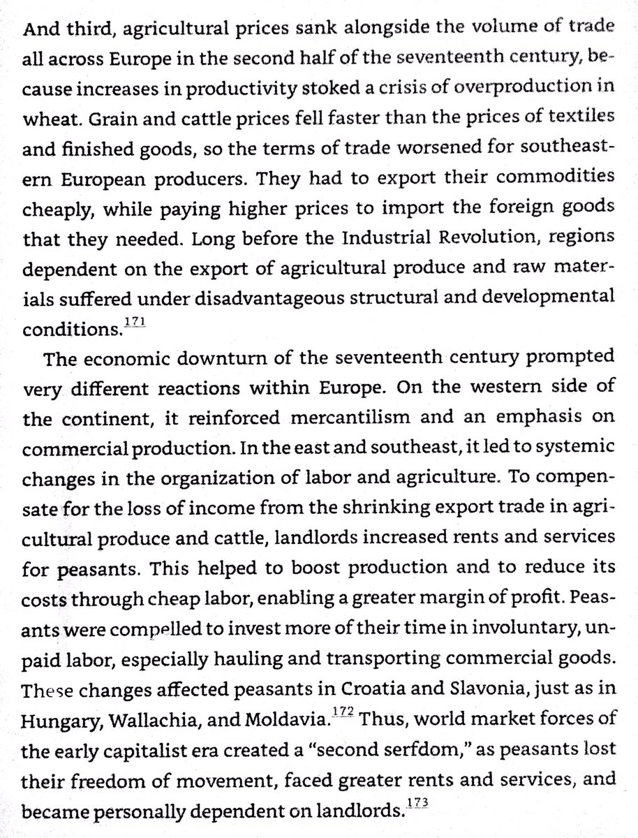 Mid-to-late 17th century were bad for Ottomans. Oceanic sea trade replaced Mediterranean & caravan trade, American crops competed with Ottoman grain. Industry underdeveloped so goods had to be imported. Landholding consolidated & masses were immiserated & de facto enserfed.