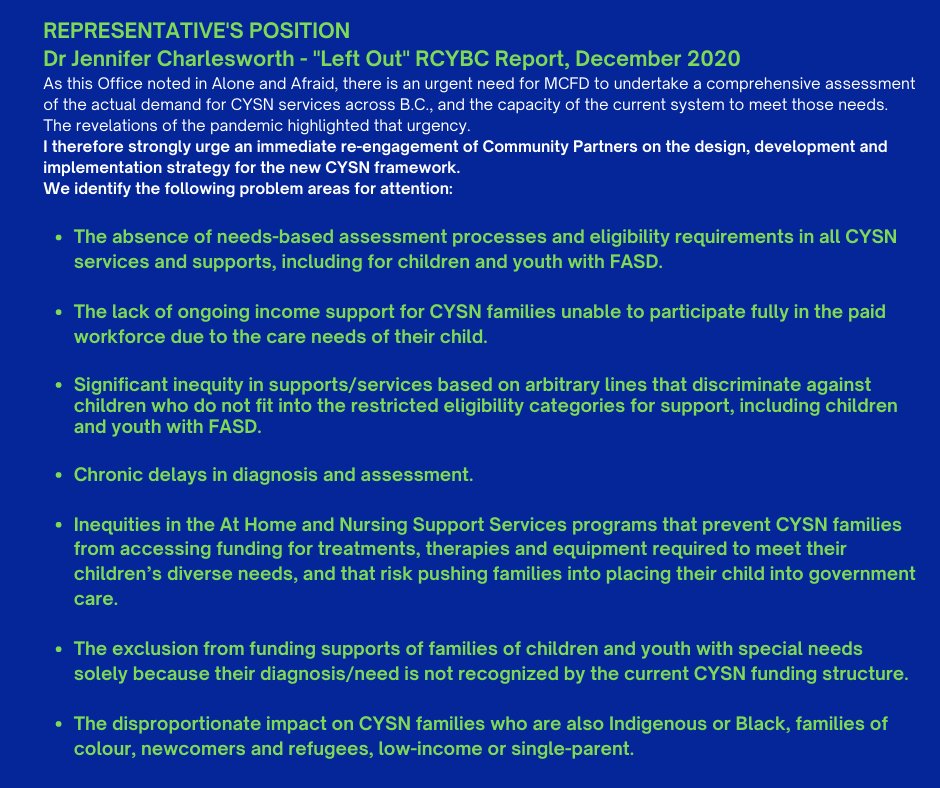 The "Representatives Position" is pulled from the recent <a href="/RCYBC/">RCYBC</a> (Representative for Children and Youth in BC) report "Left Out".
It is a call to action and really gets to the heart of the foundational and systemic issues faced by all children with disabilities in BC. 
#bcpoli