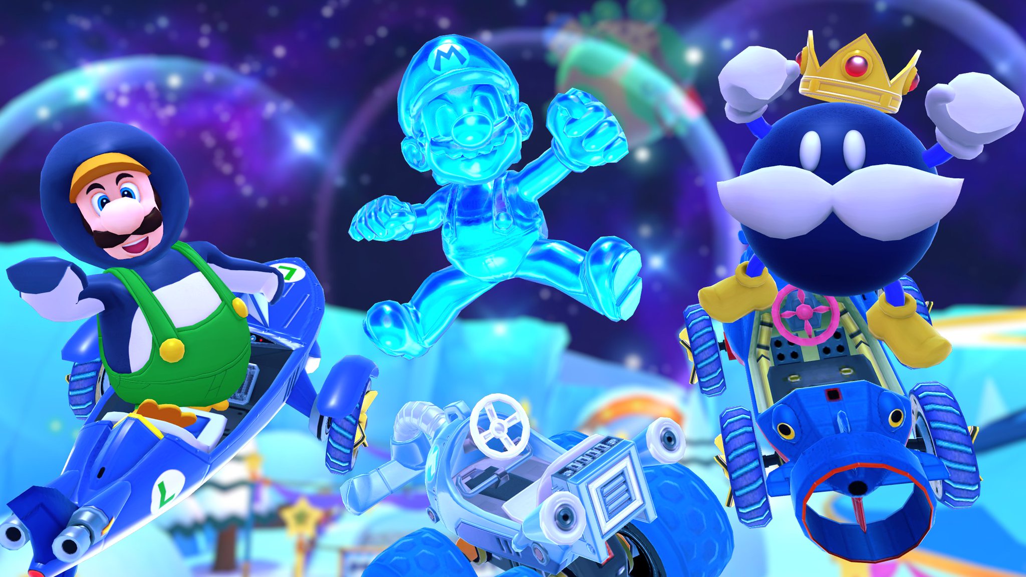 マリオカート ツアー 見た目がひんやり アイスマリオ ペンギンルイージ に ハラハラドキドキ ボムキング など ひやひやするキャラやマシンが大集合 ひやひやドカン が 本日から登場 12 25までの期間限定なのでお見逃しなく マリオ
