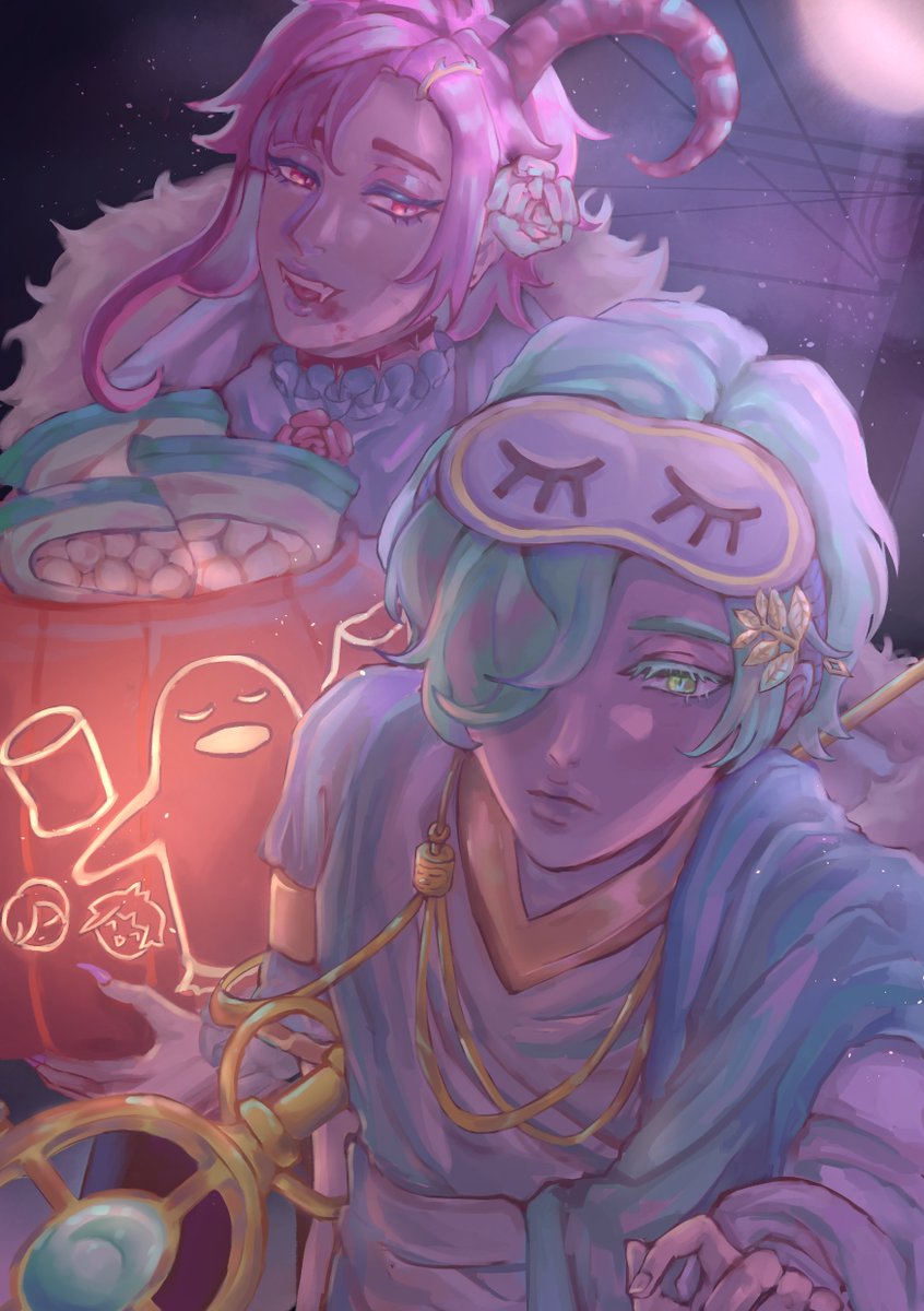 #a3game hisoka and homare out during halloween.. halloween.. !! i drew this for @a3_week's 4swu zine!! i'll reply with the link, please check it out! everyone's works are so very lovely, i hope you enjoy the zine!!! 🌸🌸🌸