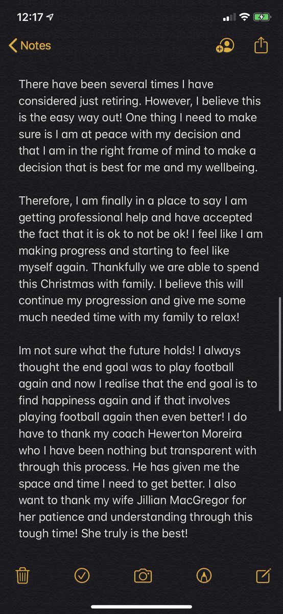 TheGoodLad77's tweet photo. 🚨 long post alert 🚨 I feel like I am in a place to finally break my silence and discuss my future as a professional soccer player. I really appreciate anyone who reads the full message. Remember it is ok to not be ok! #mentalhealth #MentalHealthMatters #MentalHealthAwareness https://t.co/tEeAVS4DdQ