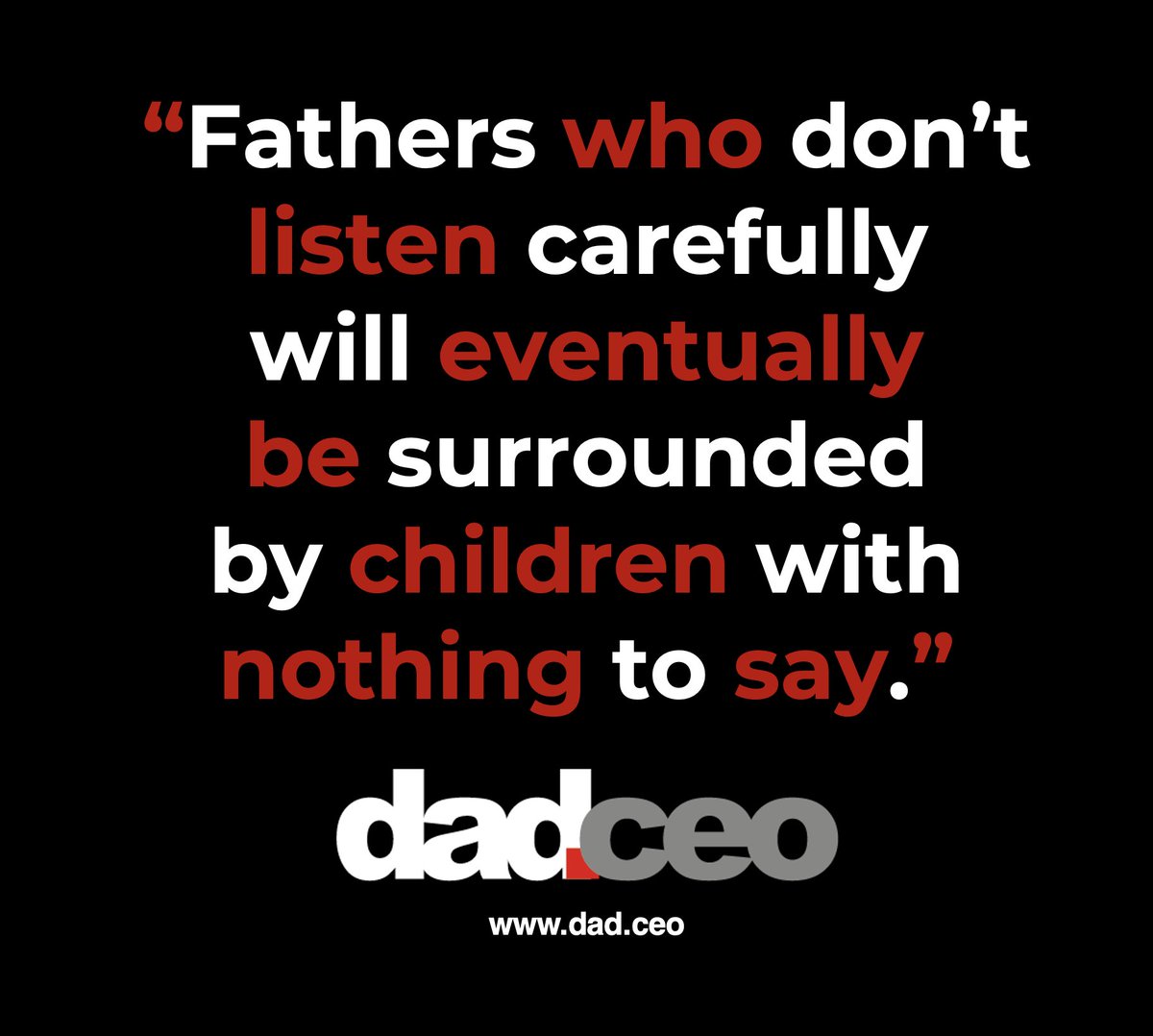 There's a reason we have 2 ears and 1 mouth. Use them wisely for a better conversation.

dad.ceo

#ceolife #listenbetter #dadceo1 #dadceo #ceoadvice #bepresent #leadershipadvice #presencenotpresents #ceowisdom #dadwisdom #ceo #listencarefully #listentoyourkids