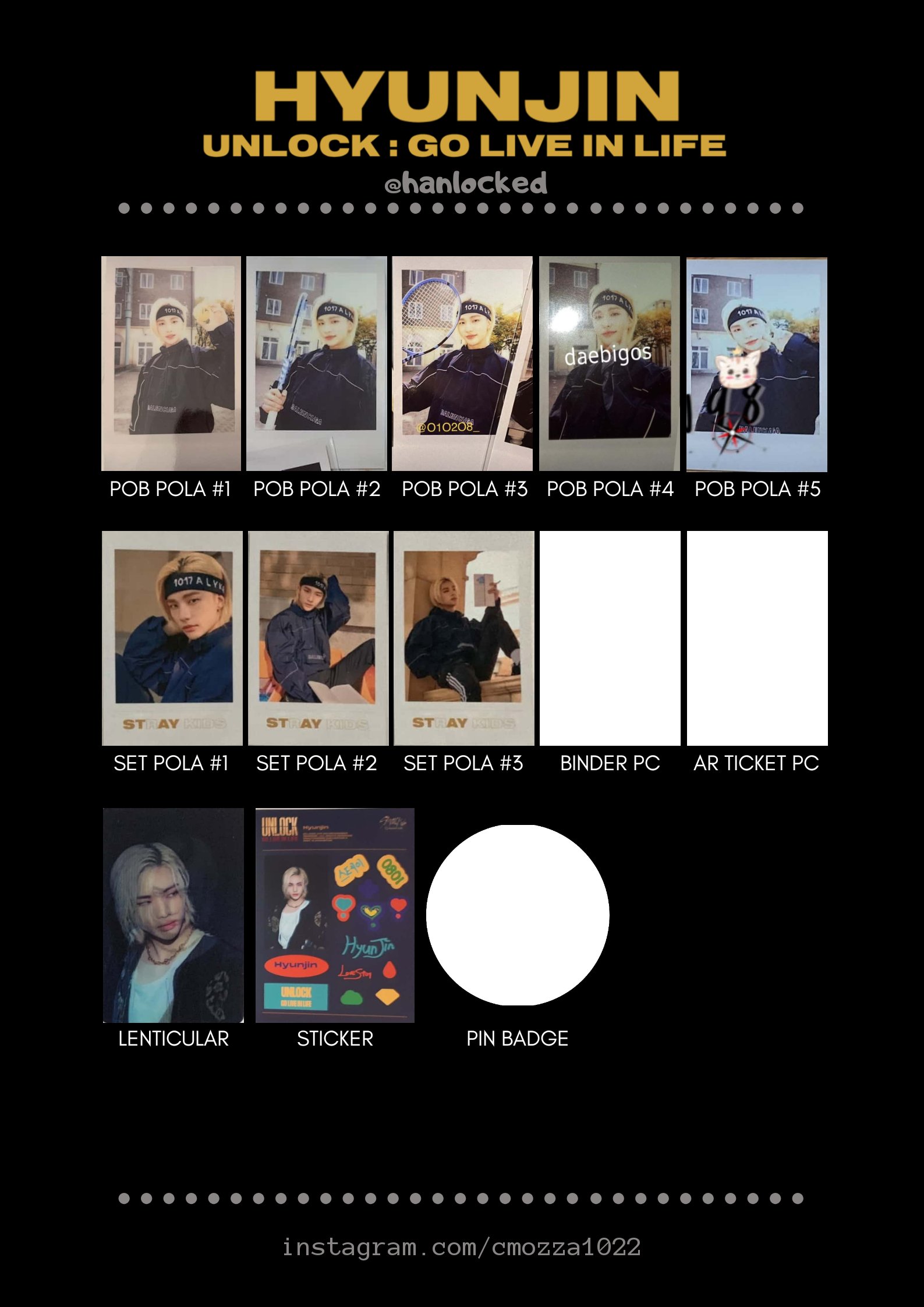 バンチャン　unlock golive inlife トレカ Stray Kids unlock concert go live in life POLAROID PHOTOCARD