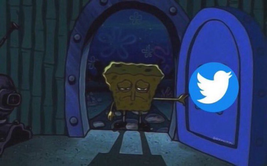 niggative memes on X: Spongebob opening door twitter bird logo on