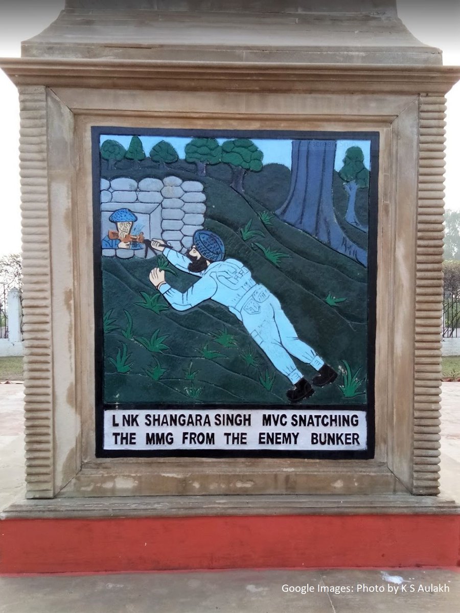 In the heat of battle, sneaking his approach to a bunker's loophole Shanghara Singh practically snatched the machine gun from the firer in a hand to hand fightHe succumbed to gunfire on his chest from close rangeOur soldier for his valour was awarded with Maha Vir Chakra
