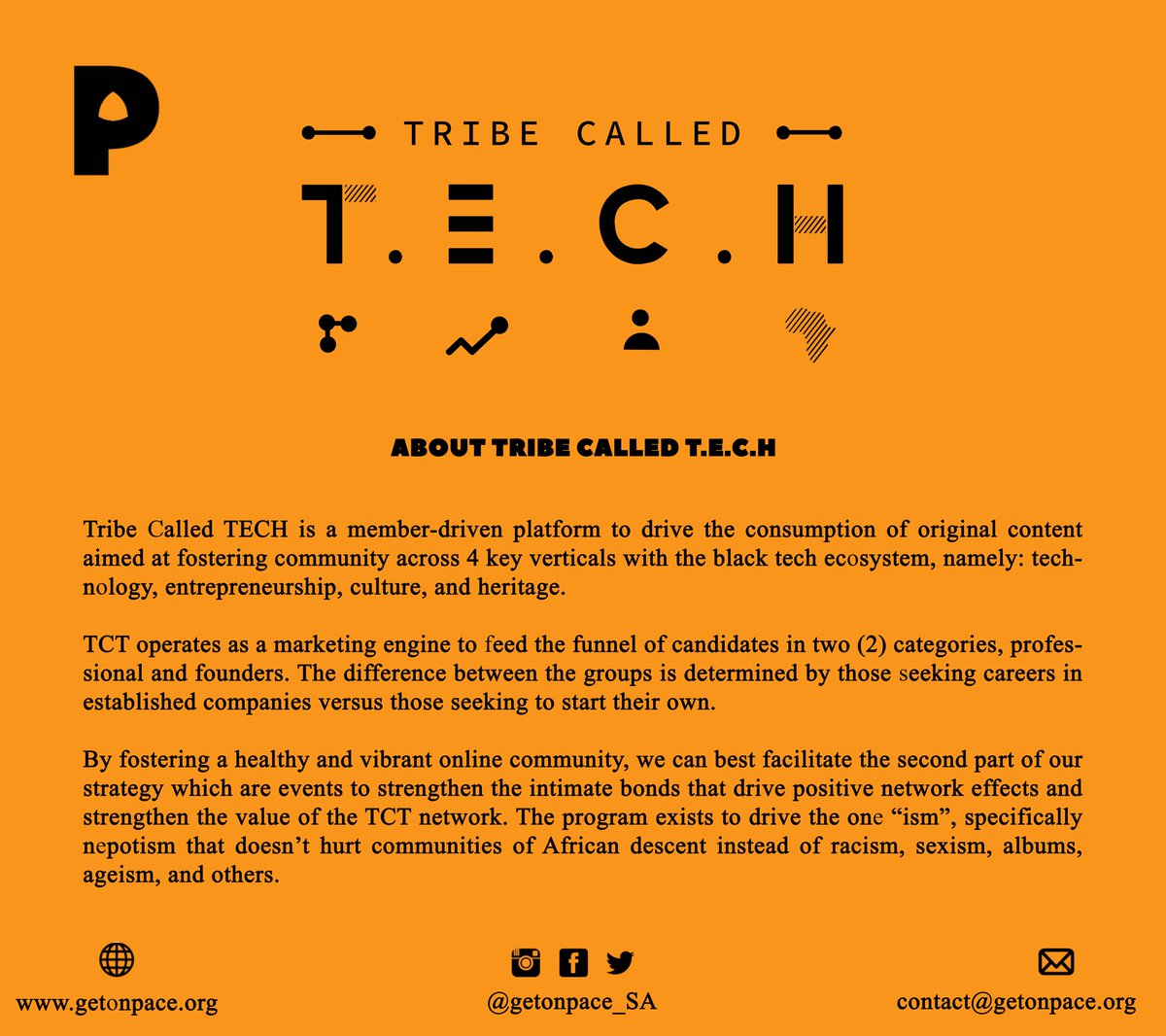 getonpace_SA's tweet photo. P.A.C.E has a program called TRIBE CALLED T.E.C.H, which unites tech talent across the African diaspora in one digital safe space to learn, link up, and leverage relationships. 

We provide tech-based solutions to eradicate African problems globally. https://t.co/8RLyigVJUz
