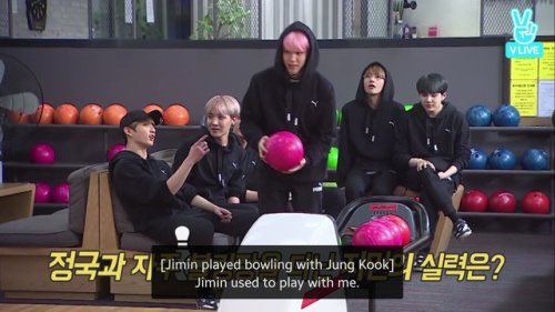 jikook are also bowling buddies. they’ve referenced it and we have a couple scenes of them bowling together!