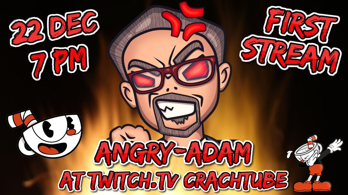 CRACH_TUBE's tweet photo. Oh boy it's happening!
The man of anger is popping out of CRACH ROYAL to do it's very first own stream! How? no idea! When?
22/12 7pm (central eu time) at https://t.co/kgaSvXJmD8
#crachroyal #crachtube #cuphead #angryadam https://t.co/nwAkGhdRBs