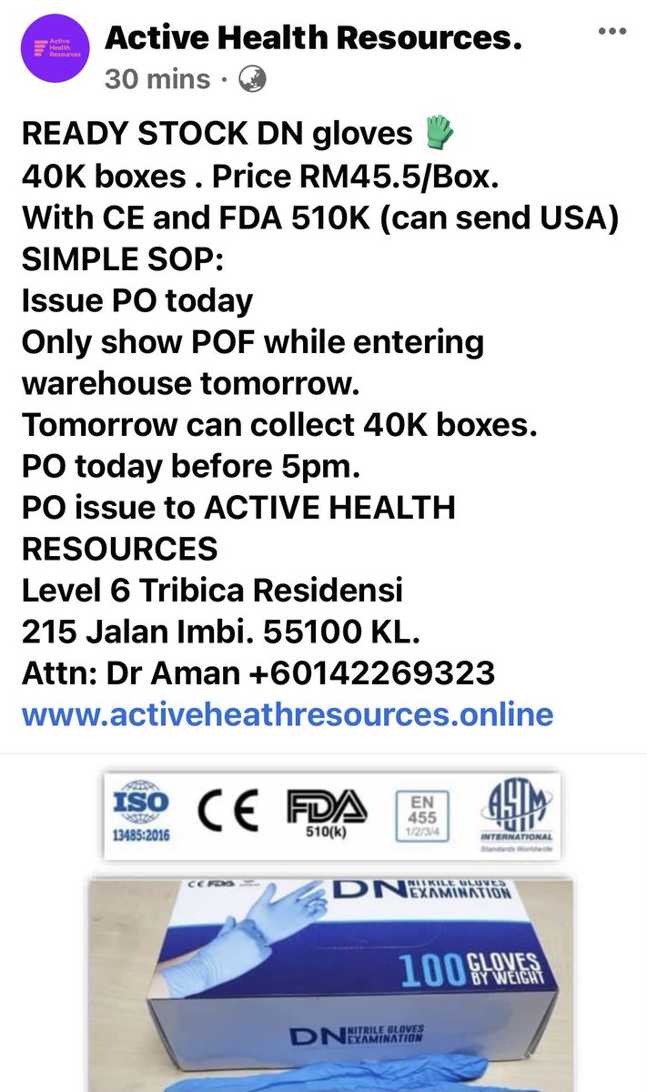 ResourcesActive's tweet image. READY STOCK DN Nitrile Gloves Malaysian brand 40K boxes.