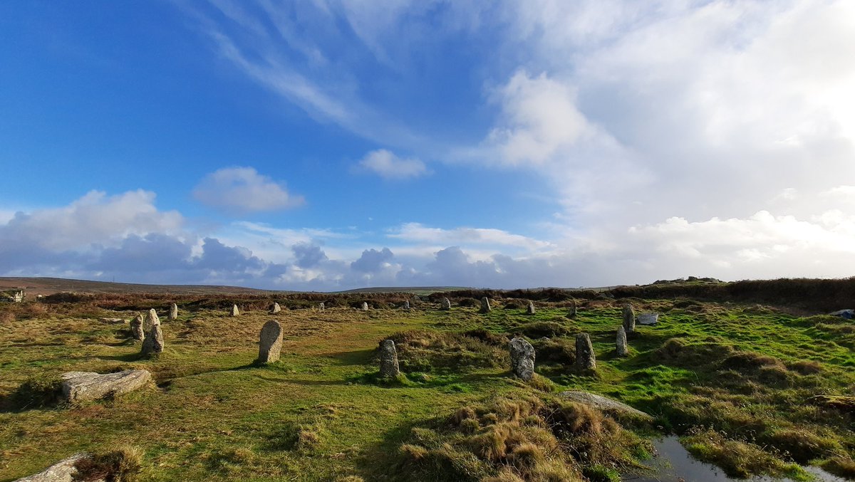 Tregeseal Stone Circle, just 2 days off the Winter  #SolsticeIncredibly peaceful up there yesterday. Didn't see another soul until we got to Chûn Quoit. #PrehistoryOfPenwith  #Cornwall – bei  Tregeseal Stone Circle.
