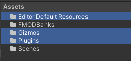 4. Finally, DO NOT move any of the three folders that FMOD auto-generates. This will break the integration and cause a bunch of headaches.