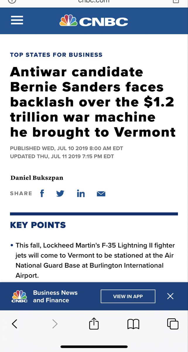 Secondly, Sanders has frequently bloated the military budget with wasteful weapons programs we don’t need - in order to benefit the economy of 624,000 ppl of VermontHe has been tucking this into their budget over the Pentagon objections for years. This has a cost to taxpayers