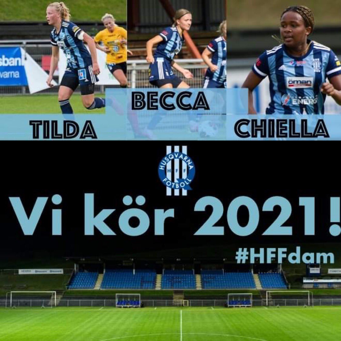 Dags för presentation av spelare som är med på resan 2021. Först ut: Tilda Glemdal Bergkvist, Rebecca Björk och Chiella Ineza. #framtidenärblå