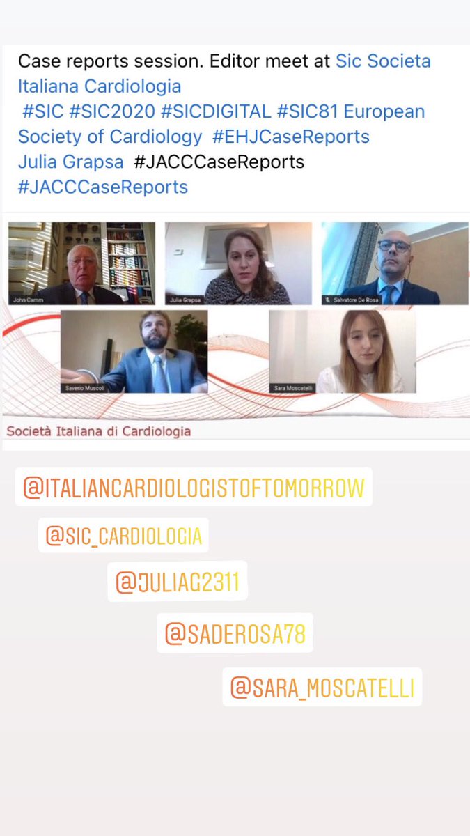 Great Case report session with
<a href="/JGrapsa/">Julia Grapsa MD, PhD</a> <a href="/SaDeRosa78/">Salvatore De Rosa</a> <a href="/saramoscatelli7/">Sara Moscatelli</a> <a href="/IndolfiCiro/">Prof. Ciro Indolfi</a> <a href="/SIC_CARDIOLOGIA/">SIC Società Italiana di Cardiologia</a> <a href="/johncamm/">Mohammed Ali</a>