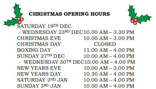 We look forward to seeing you over the Festive season - see our opening times