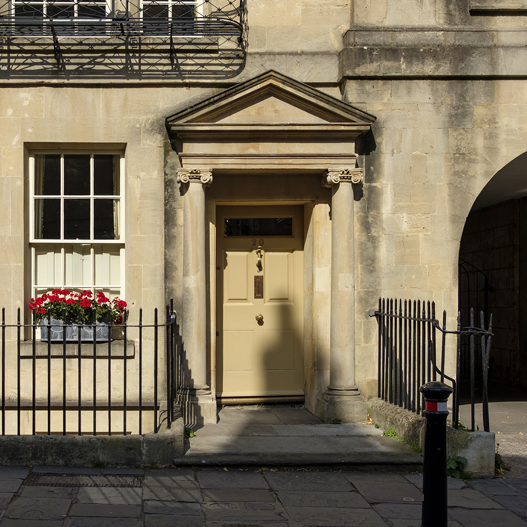 Part 4Lower left is one of the doors of the Royal Crescent, surprisingly understated compared to many other doors in Bath.