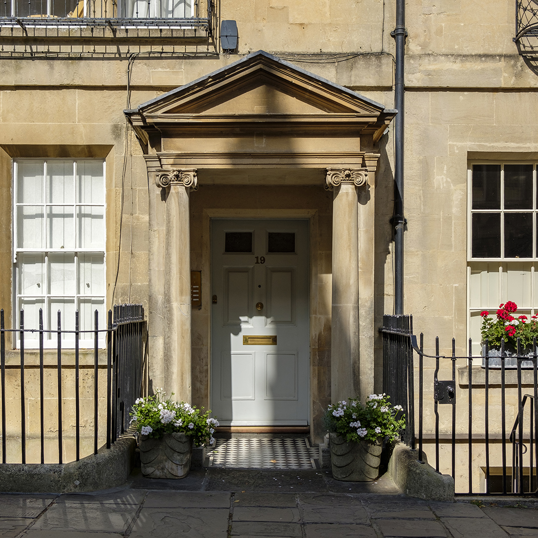 Part 4Lower left is one of the doors of the Royal Crescent, surprisingly understated compared to many other doors in Bath.