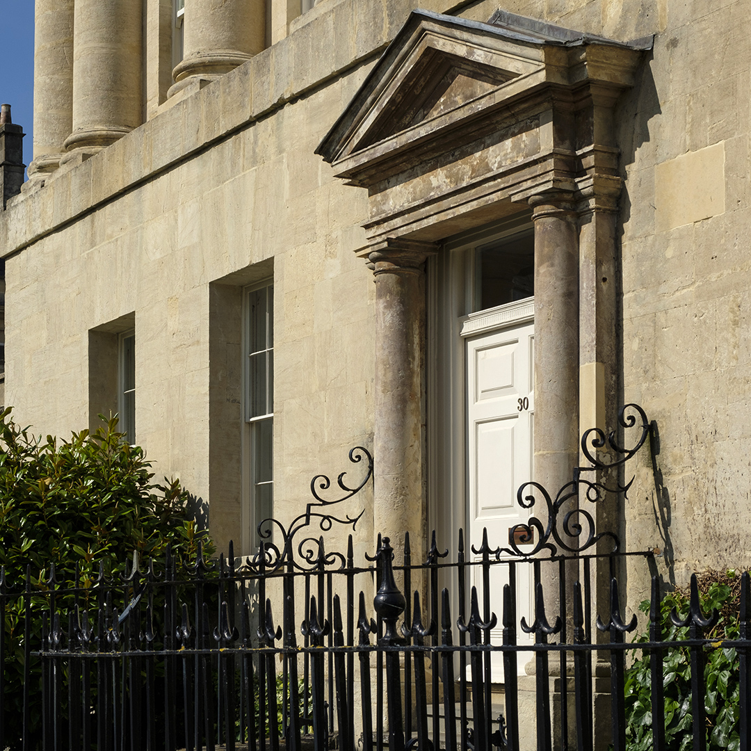 Part 4Lower left is one of the doors of the Royal Crescent, surprisingly understated compared to many other doors in Bath.