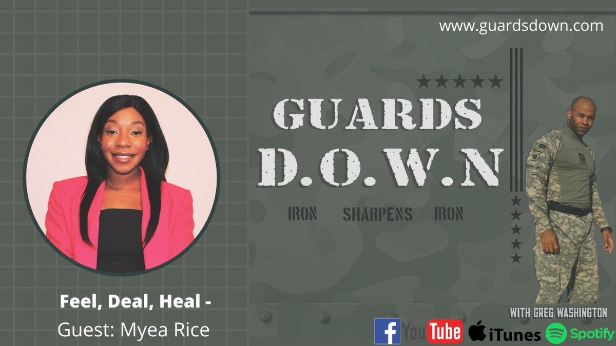 guards_down's tweet photo. Feel, Deal, Heal - Myea Rice  https://t.co/Uuwe51thR3  #PTSD #veteran #selfcare #mentalhealth #complicatedgrief #trauma #ptsdrecovery #ptsdsurvivor #mensmentalhealth #ptsd #guardsdown https://t.co/6bwu5DfbBu