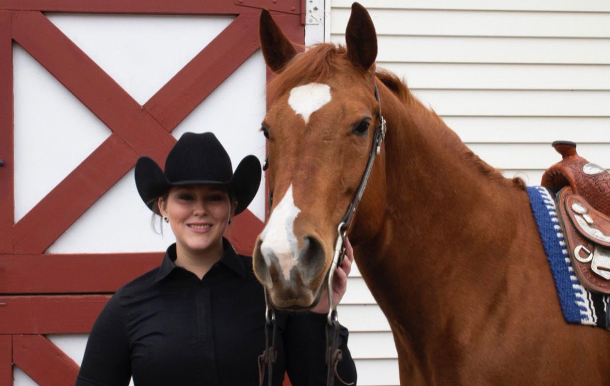 rideihsa's tweet photo. Megan Marsh from Cazenovia College was who tied with Sara Eveleigh for the Reserve High-Score rider title in the western section! Megan took the blue in Level I Western Horsemanship with a score of 79.
#RideIHSA #Western #IHSAWestern #IHSAStrong #DigitalHorseShow #HorseShow https://t.co/Hj4yrakYvy