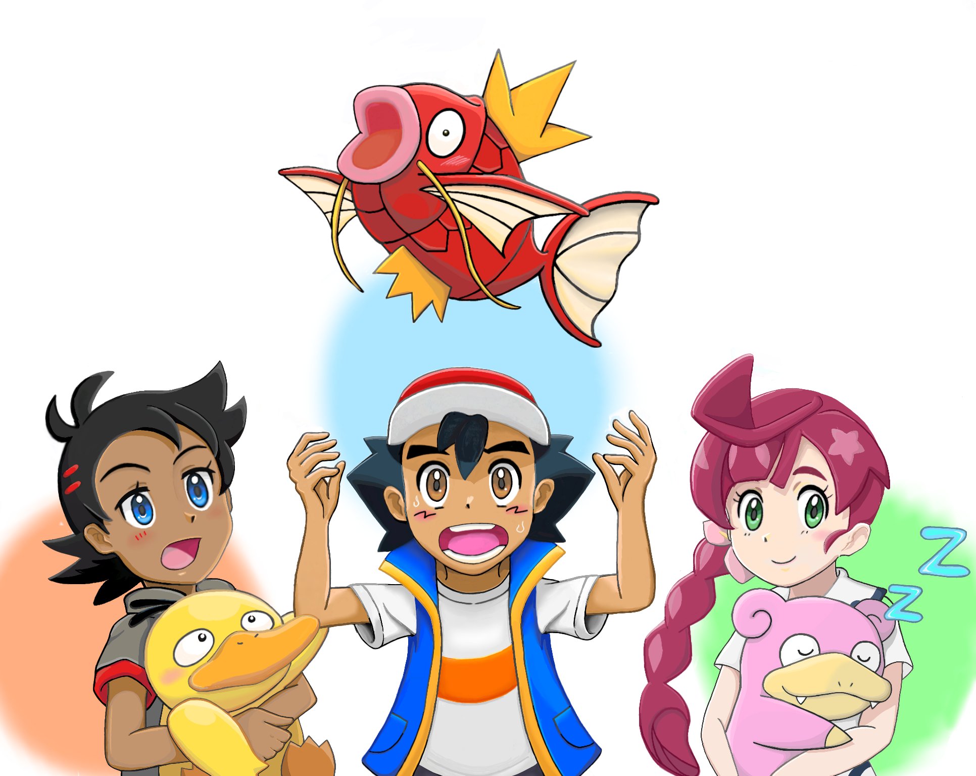 カモノハシ あ 勉強したくねぇ 初代からいる ボケッとしてる３匹 あなたはどの子が好きですか 現実逃避 コイキング コダック ヤドン サトシ ゴウ コハル ポケモンイラスト