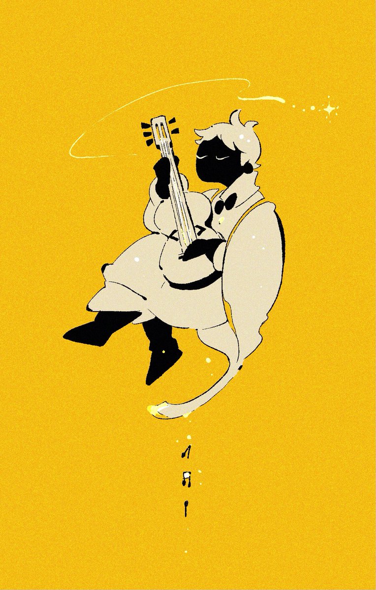 「フレ名シラモチは出会った時から演奏をプレゼントしてくれる。いつも背中には楽器を背」|ヒトニカ(お留守多め)のイラスト