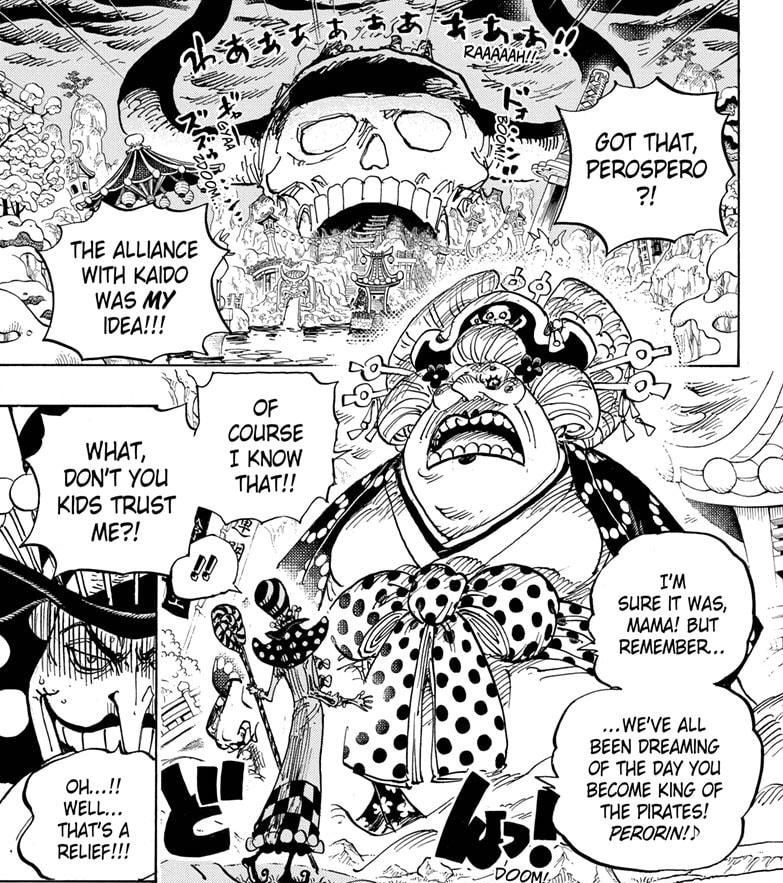 Tout d’abord, pourquoi certains pensent que Big Mom va le trahir?Globalement pour 3 raisons:-elle a montré avec Judge qu’elle n’hésitait pas à trahir;-certaines de phrases sous-entendraient une trahison;-2 Yonko à battre en même temps serait impossible pour l’alliance.