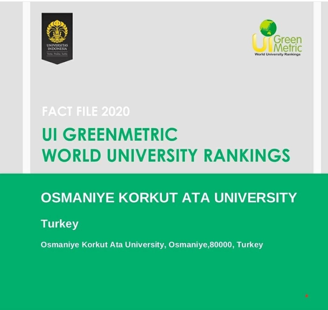 drmuratturk's tweet photo. GreenMetric Dünya 522.'si ve Türk üniversiteleri arasında 31. sıradayız. https://t.co/bO7NZm0L66