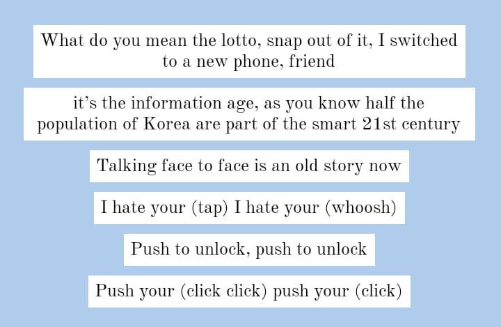 Kritik selanjutnya diungkapkan oleh Suga dan secara to the point di tujukan kepada warga negaranya sendiri, Korsel.
