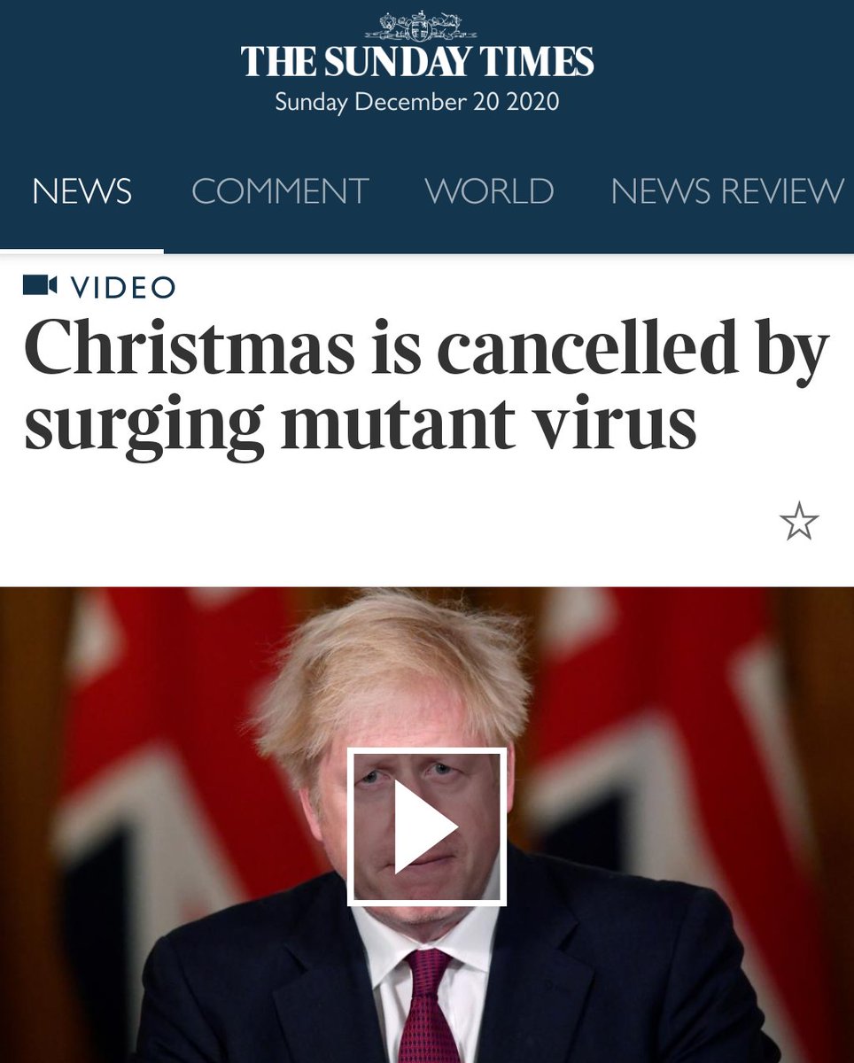 SparkAlchemy's tweet photo. "Christmas is cancelled by surging mutant virus"

Surely the most incredible mainstream newspaper headline ever?

https://t.co/IyRs4qBSvf https://t.co/UmF27eIioe