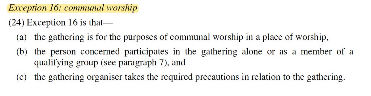 Communal worship allowed - this is a change from the Nov/Dec lockdown which only allowed individual worship