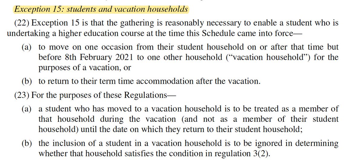 Students can still move from student accommodation once and then back to student accomodation