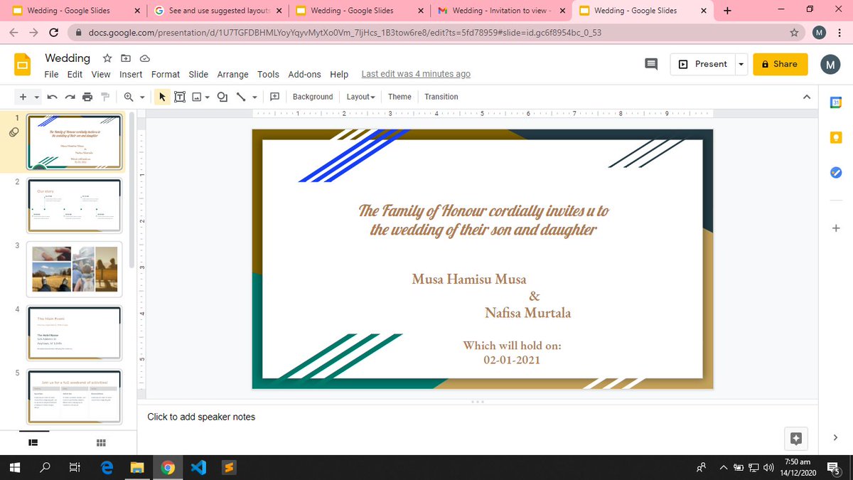 MMaarmah's tweet photo. Check dix out, a wedding invite, created with Google slides....How's it
Rate it between 1-10% https://t.co/BOJ3KZkn79